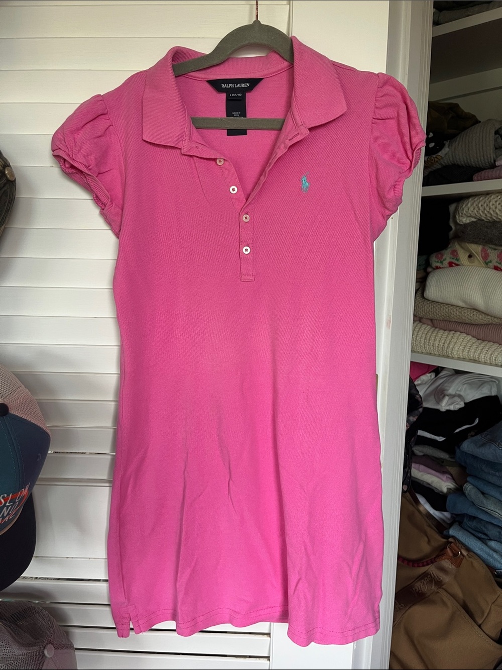 Ralph Lauren Pink Polo Dress with Puff Sleeves